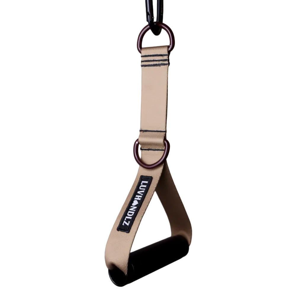 LUVHANDLZ Pair Cable Handle – Tan / Burgundy D-Rings