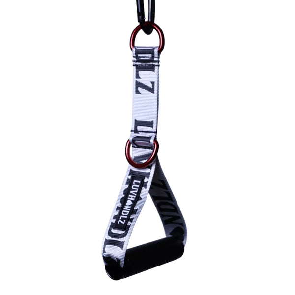 LUVHANDLZ Pair Cable Handle – Chrome Print / Red D-Rings