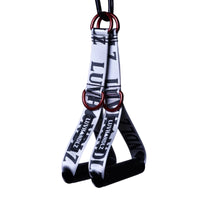 LUVHANDLZ Pair Cable Handle – Chrome Print / Red D-Rings