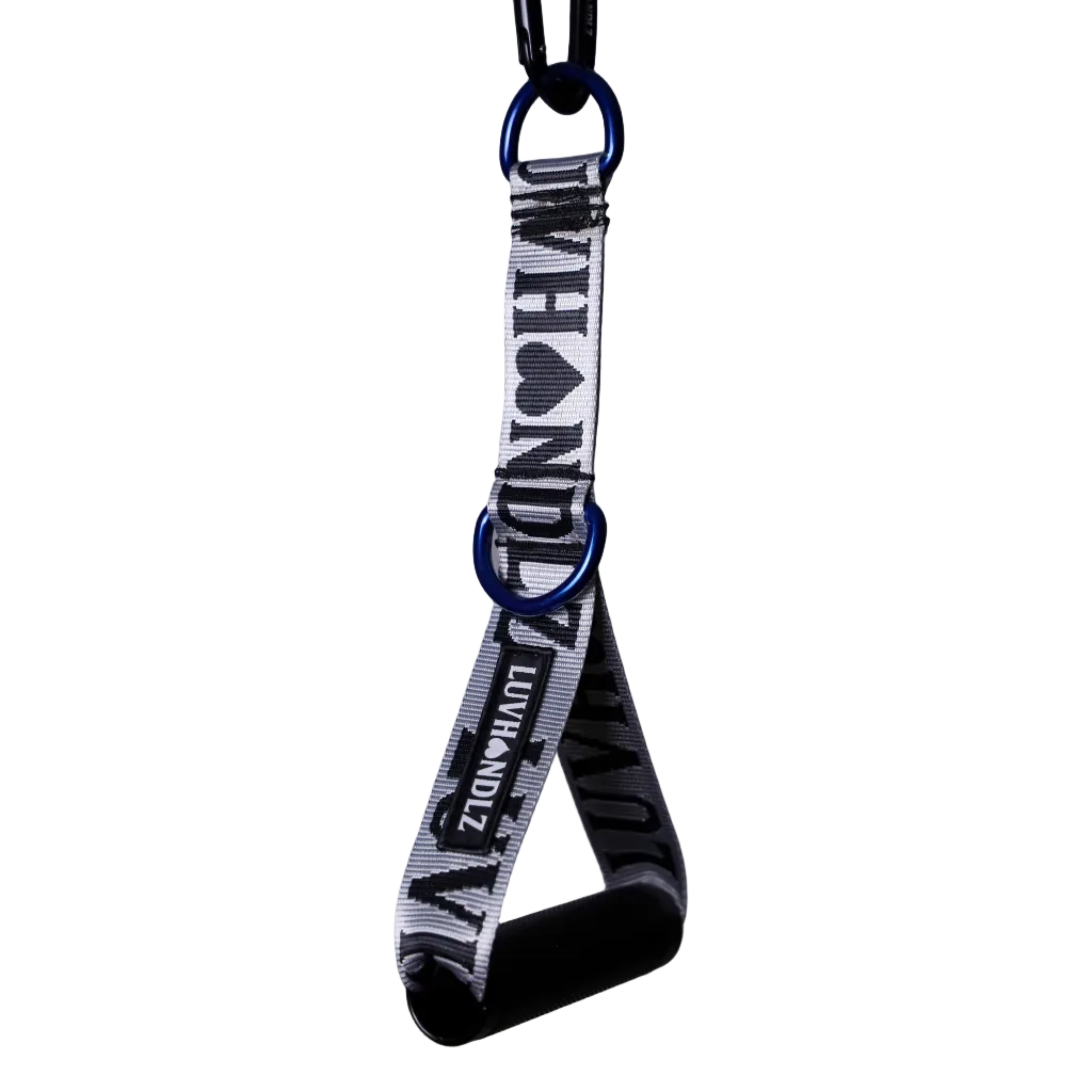 LUVHANDLZ Pair Cable Handle – Chrome Print / Blue D-Rings