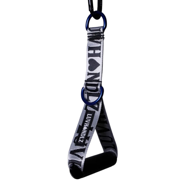 LUVHANDLZ Pair Cable Handle – Chrome Print / Blue D-Rings