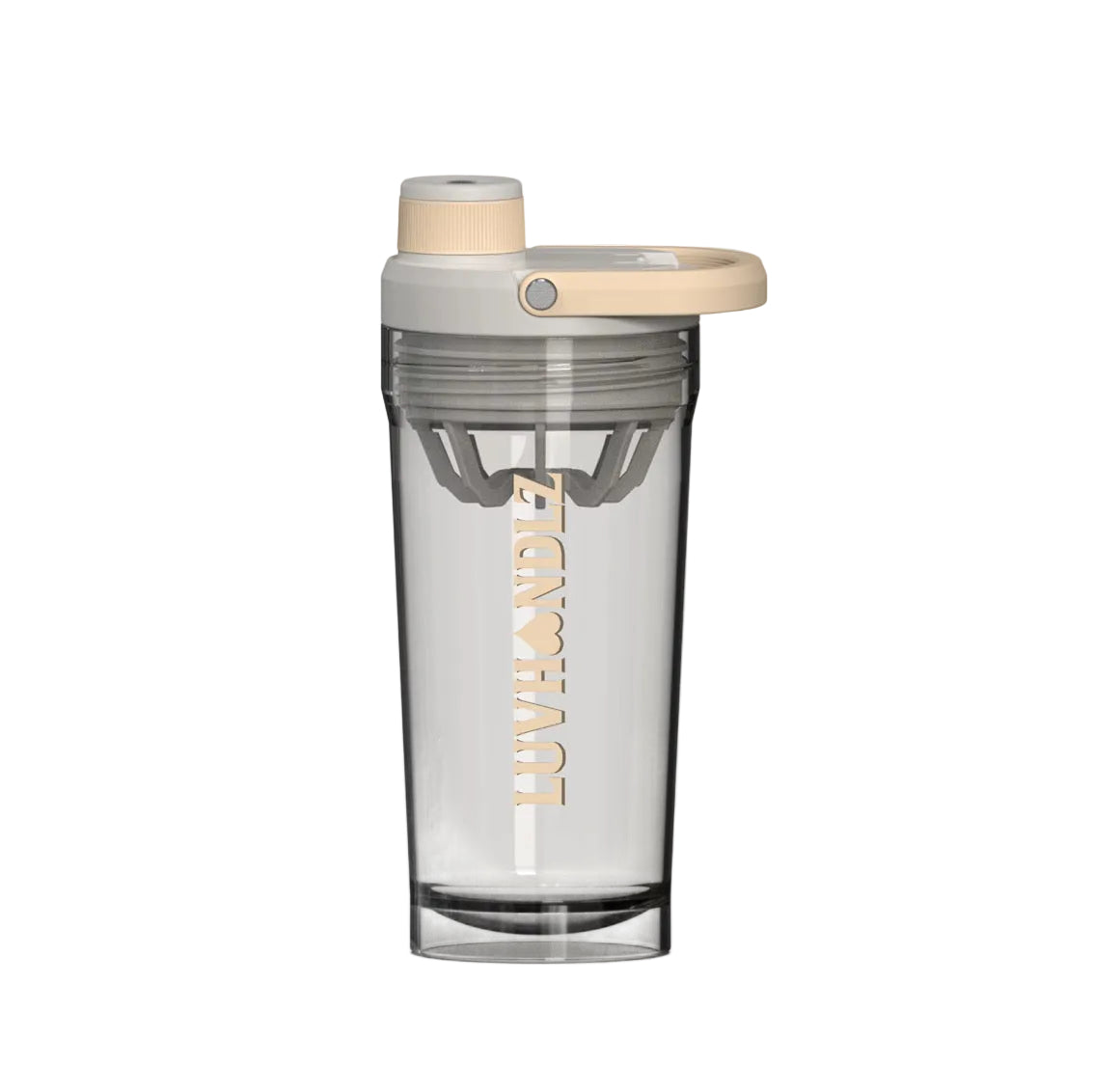 LUVHANDLZ Protein Shaker Bottle – Clear / Cream